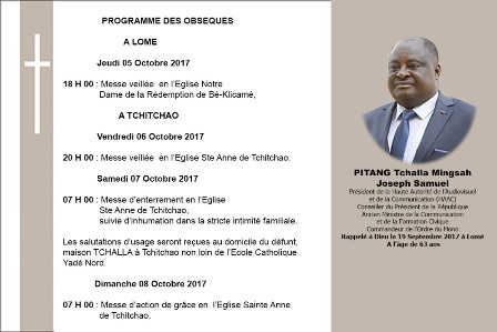 Les Obsèques de Monsieur Pitang TCHALLA